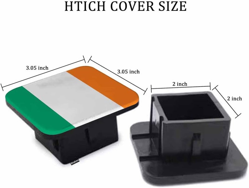 Beabes Ireland Flag Trailer Hitch Tube Cover Plug Cap, Irish National Flag Lightweight Hitch Covers Protector Tow Hitch Cover Plug Cap Receiver Hitch Accessories 2 Inch - Image 2